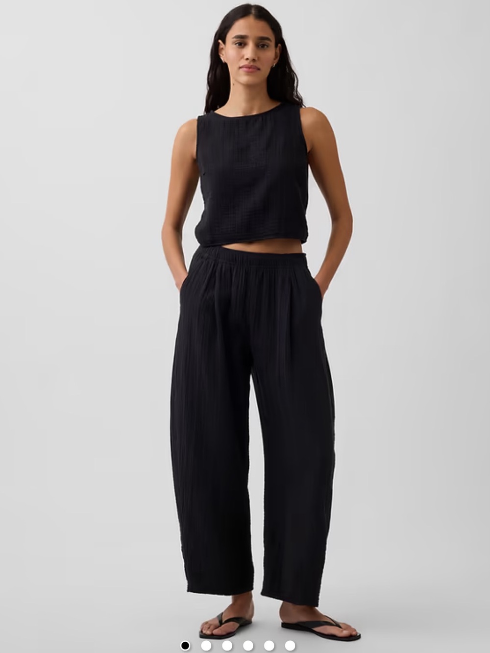 GAP Cotton Gauze Easy Barrel Pants - Black, S